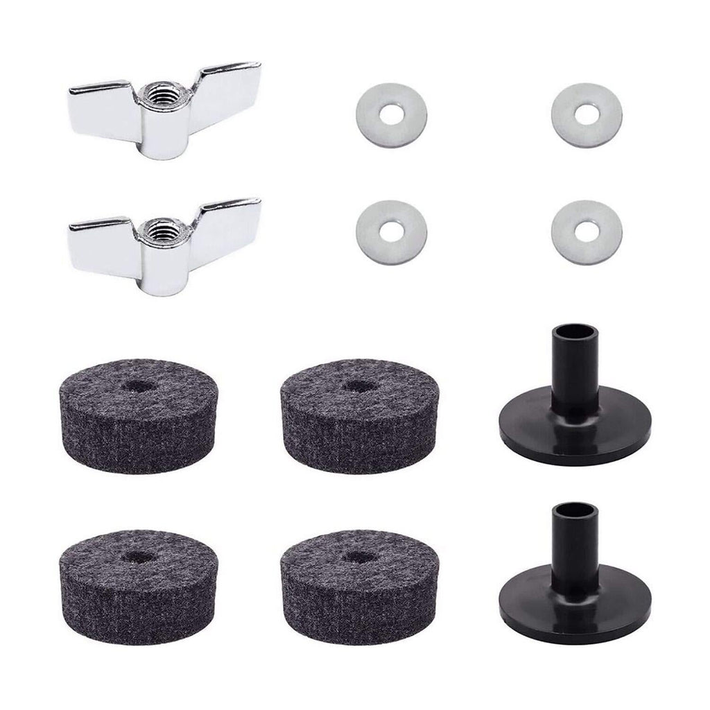 Cymbal Replacement Accessories 12pcs 4 Hi-Hat Clutch Felts & 2 Cymbal Sleeves & 2 Wing Nuts & 4 Washers for Drum