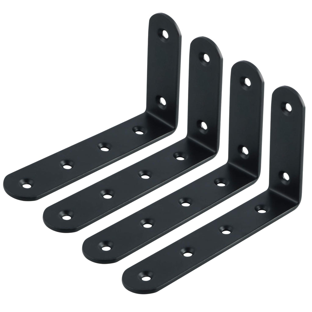 Alise Floating Shelf Bracket Widened and Thickened Stainless Steel Brackets Heavy Duty Corner Brace Support Wall Hanging 5x3Inch,4Pcs Black Finish 5x3 Inch