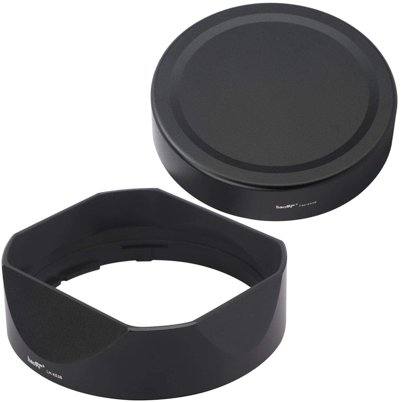 Haoge LH-X53B Square Metal Lens Hood Shade with Metal Cap for Fujifilm Fuji Fujinon XF 35mm F1.4 R / XF35mmF1.4 R Lens on Camera X-H1 XS-10 X-Pro3 X-T4 X-T3 X-T2 X-T30 X-T20