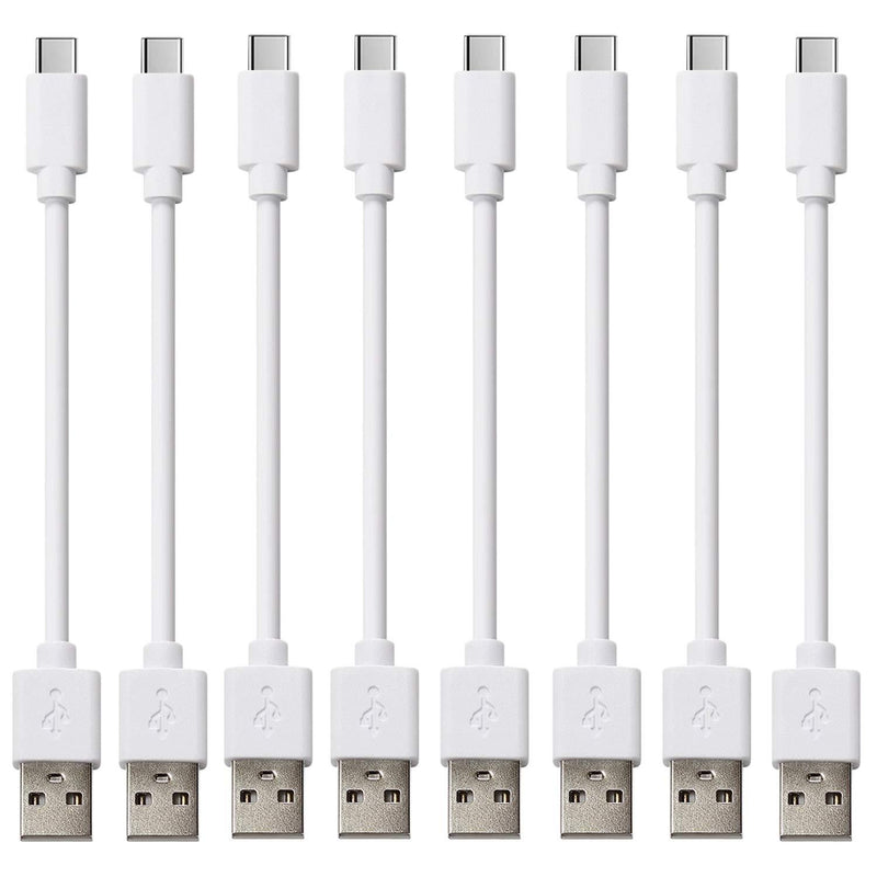 Short USB Type C Cable (White 8 Pack 1FT), CLZWiiN Type-C Charger Cord for Fast Charging & Sync Data Compatible with Charging Station, Galaxy S10 S9 S8, Pixel 3 2, LG V30 V20 G6 G5, Nexus 6P/5X