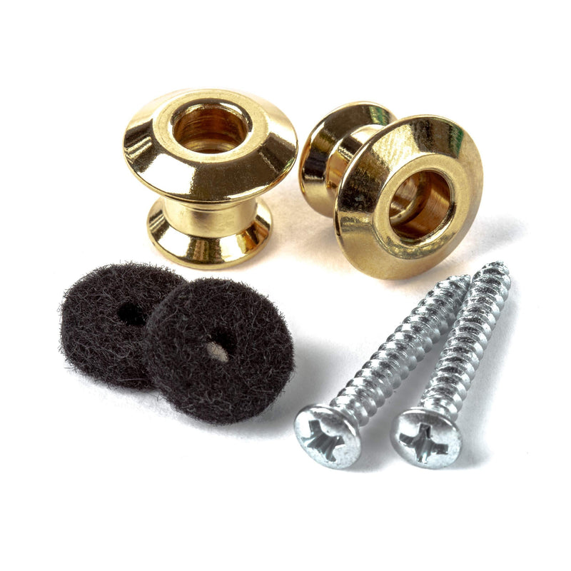 Jim Dunlop Straplok Dual Design Strap Button Set-Gold-2/Set (2PSLS034G)