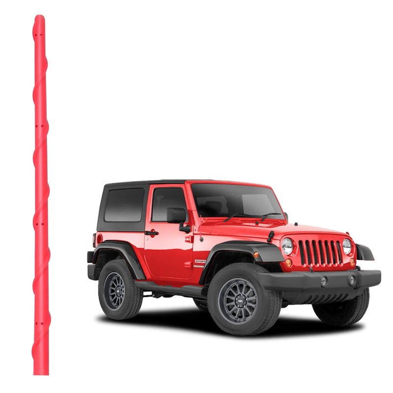 VOFONO Red Antenna Compatible with Jeep Wrangler JK JKU JL JLU Rubicon Sahara Gladiator 2007-2021 | 13" Spiral Flexible Short Antenna Replacement | Upgrade Designed for Optimized Radio Reception