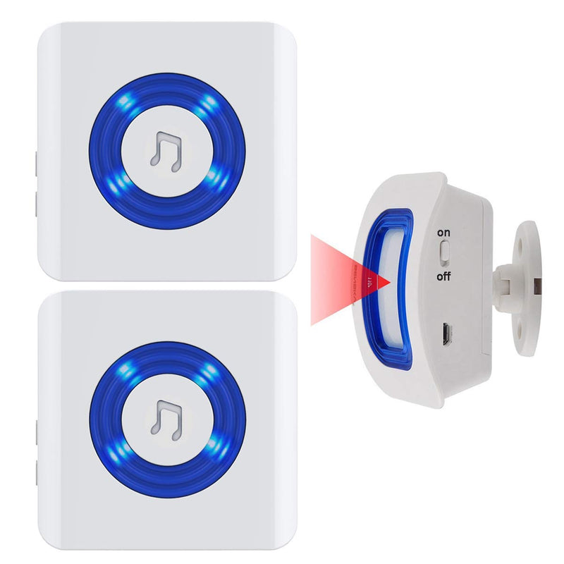 [AUSTRALIA] - YisTech Wireless Motion Sensor Detect Alert, Home Security Driveway Alarm, Motion Detector Store Door Entry Chime Doorbell, Caregiver Pager for Elderly/Kids (1 Motion Sensor 2 Receiver) 1 Motion Sensor 2 Receiver 
