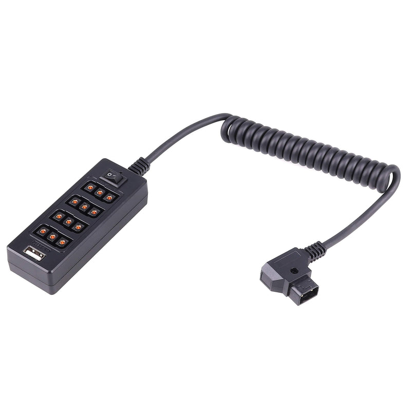 Fotga Male D-tap to 4 Female D-tap USB Output Power Cable Distributor Splitter Hub Box for Anton Bauer V Mount Batteries Plate with Power Switch