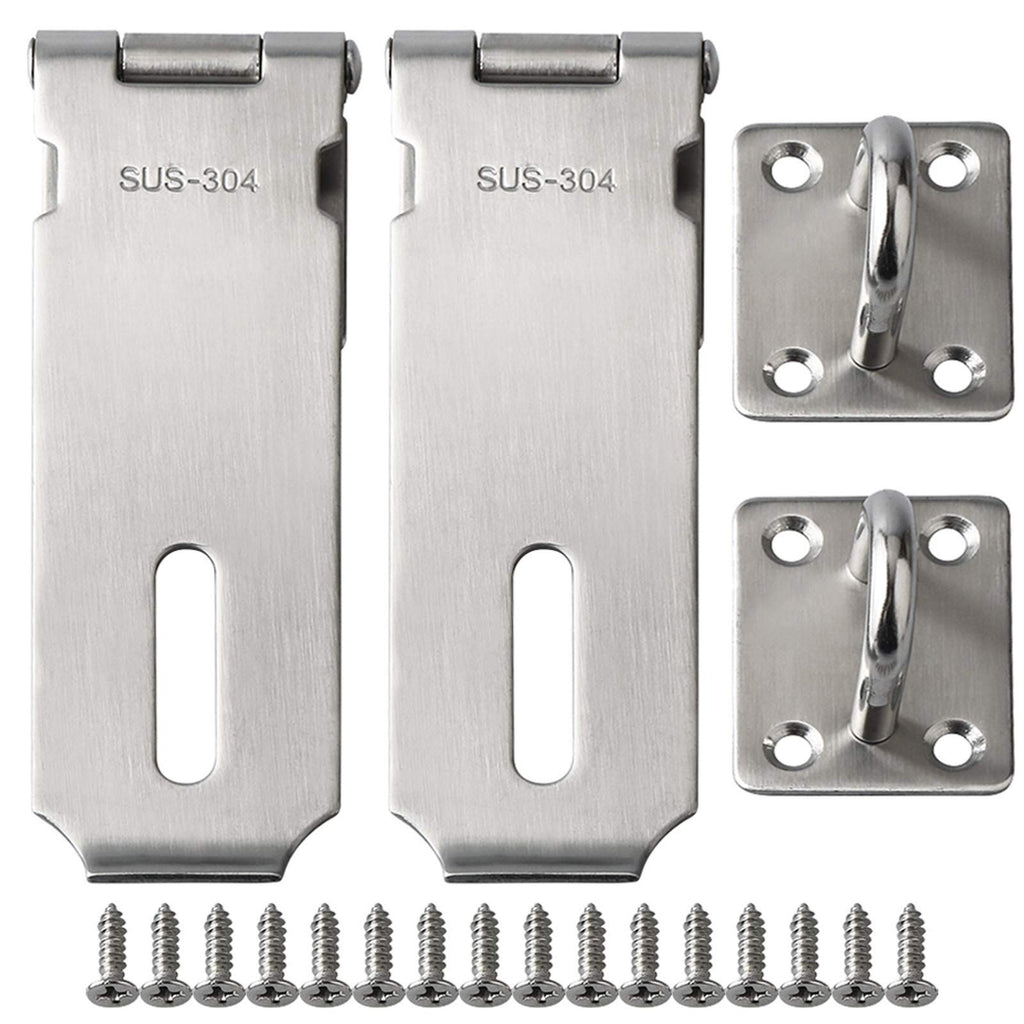 Alise 2Pcs Padlock Hasp Door Clasp Hasp Lock Latch SUS 304 Stainless Steel Brushed Nickel 5 Inch