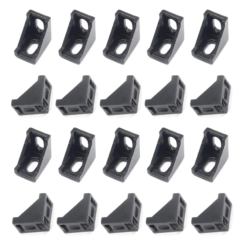 Zeberoxyz 20PCS 2028 Corner Bracket Black Right Angle 20Series 2 Hole Aluminum Brackets for Slot 6mm Aluminum Extrusion Profile Accessories (20pcs Black) 20pcs Black