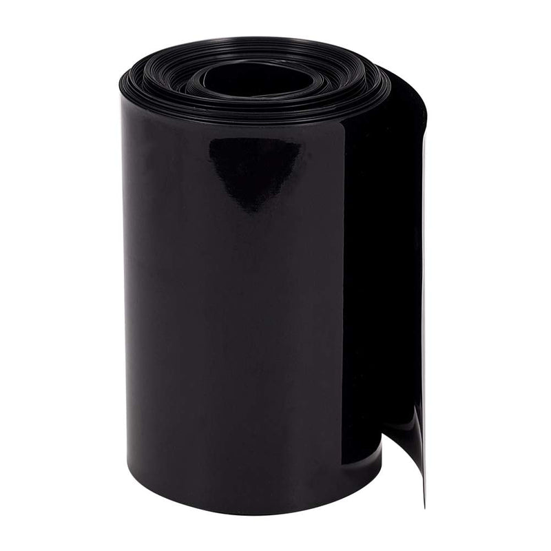 Bettomshin 3.35 inch Flat Width Battery Heat Shrink Tubing DIY Battery PVC Heat Shrink Wrap Tube 26.25 Length Black for Four Section 18650 Battery 1pcs