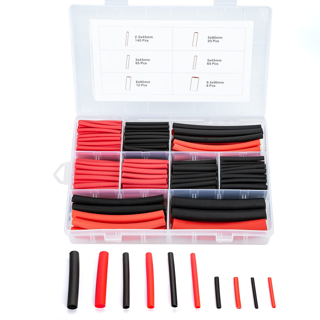 310PCS Heat Shrink Tubing 3:1, Eventronic Waterproof Sealed Heat Shrink Tubes with Hot Melt Glue Inside, Wire Shrink Wrap with Box(31/2",13/4" Length) 310pcs