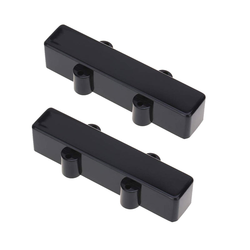 Musiclily Pro Plastic F91.6/R95mm Jazz Bass Pickup Covers No Holes Set for Fender J-bass, Black (Set of 2)