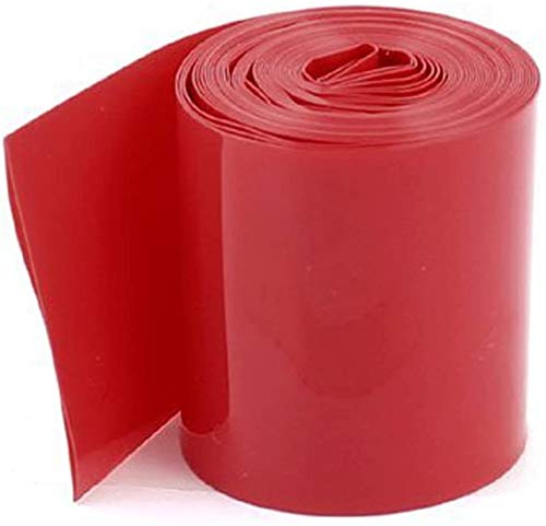 Bettomshin 1Pcs 3.35 inch Flat Width Battery Heat Shrink Tubing DIY Battery PVC Heat Shrink Wrap Tube 32.8 Ft Length Red for Four Section 18650 Battery 1