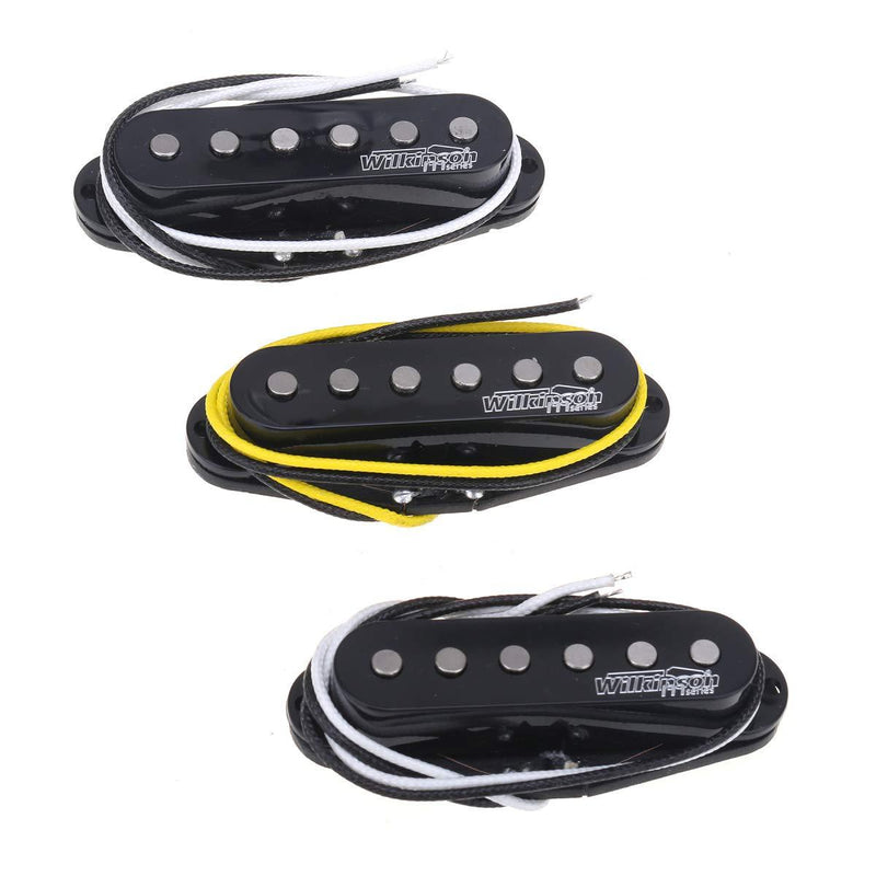 Wilkinson M Series High Output Alnico 5 Strat Single Coil Pickups Set for Stratocaster Electric Guitar, Black