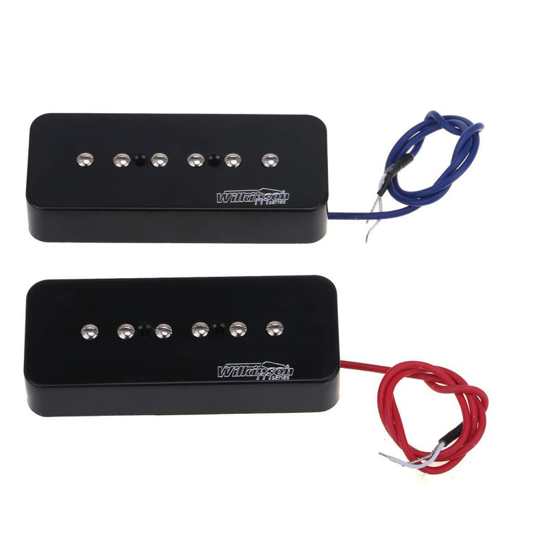 Wilkinson M Series Alnico 5 P90 Soapbar Pickups Neck and Bridge Set for Les Paul/SG Electric Guitar, Black