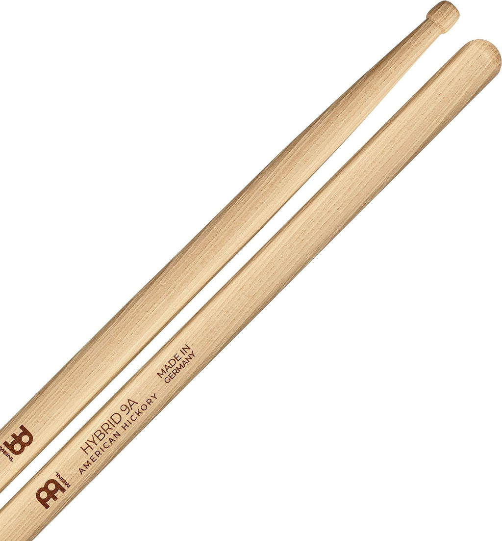 Meinl Stick & Brush Drumsticks, Hybrid 9A — American Hickory with Acorn/Barrel Shape Wood Tip — MADE IN GERMANY (SB133)