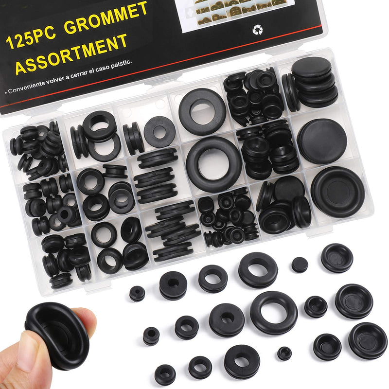 125Pcs Rubber Grommets,Grommet for Wiring Gasket,Automotive,Firewall Hole