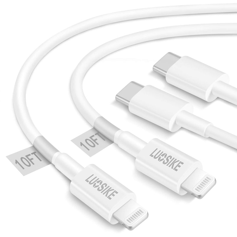 10FT iPhone 13 Charger Cord [MFi Certified], LUOSIKE 2-Pack 10 Foot Extra Long USB C to Lightning Power Delivery 3.0 Fast Charging Cable for iPhone 13/12/Pro Max/Mini/11/X/XS/XR/8 Plus, iPad, AirPods