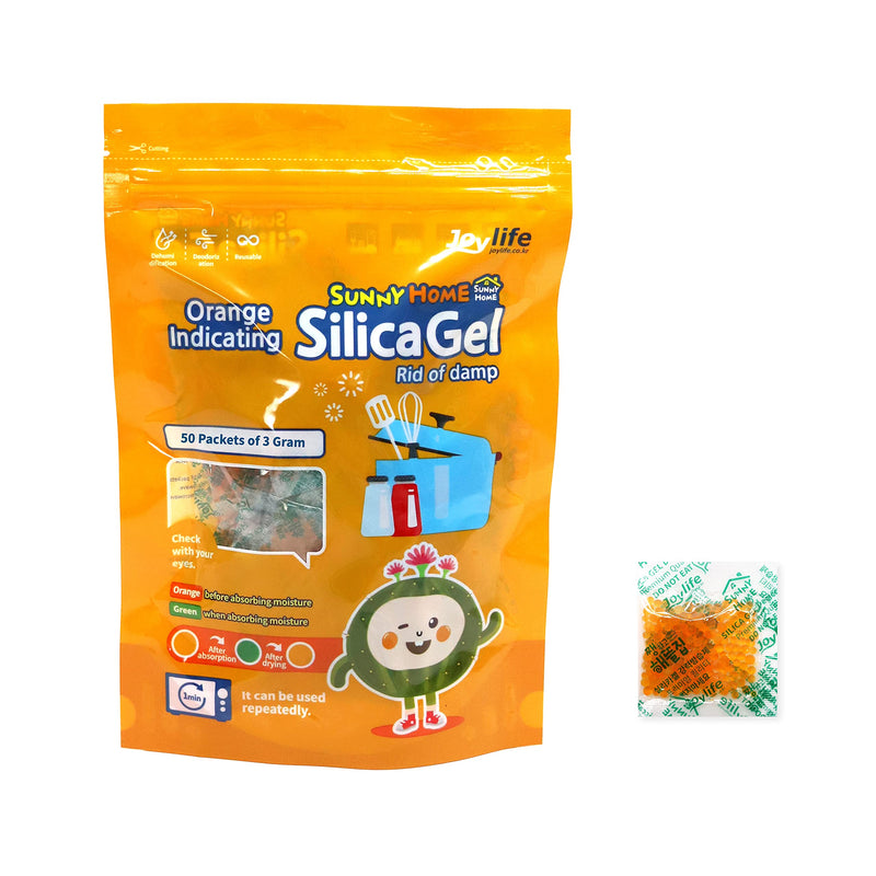 Sunny Home 3 Gram (50 Packs) Safe Orange Indicating (Orange to Dark Green) - Orange Only/No Mixed/Rechargeable Silica Gel Packets Dehumidifier/Desiccant Packets/Moisture Absorber 50 Pack