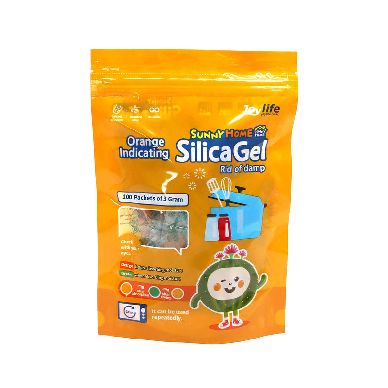 Sunny Home 3 Gram (100 Packs) Safe Orange Indicating (Orange to Dark Green) - Orange Only/No Mixed/Rechargeable Silica Gel Packets Dehumidifier/Desiccant Packets/Moisture Absorber 100 Pack