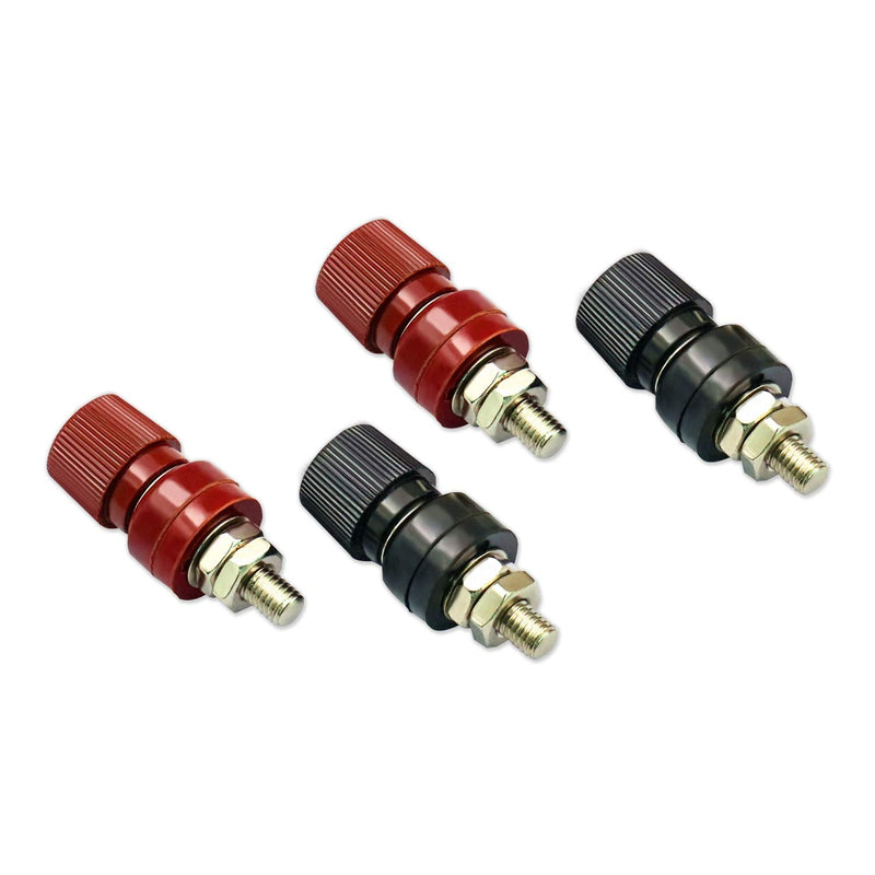 V TELESKY Post Battery 4 Pcs Binding Posts Terminals, M6 Battery Terminal Connectors, 1/4” Remote Power Junction Terminal with Copper Core Nickel-Plated (Red & Black) 8mm 5/16“
