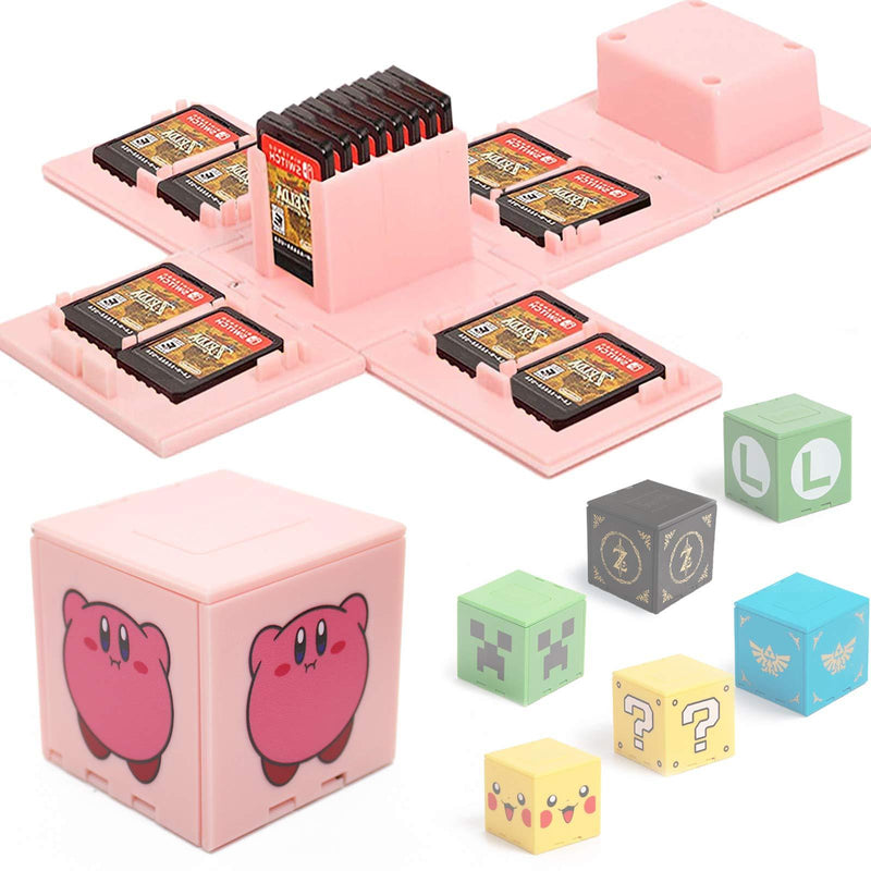 Games Storage Case for Nintendo Switch - Switch Game Card Holder Game Storage Cube Game Card Organizer for Nintendo Switch with 16 Game Card Slots Kirby Pink