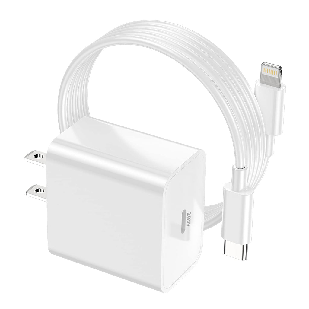 [Apple MFI Certified] iPhone Charger Apple 20W Block USB C Fast Wall Plug with 6ft USB C to Lightning Cable for iPhone 12/12 min/12pro/12 pro max/11 pro Max/Air pods pro/iPad air 3/min4/5.(White) White