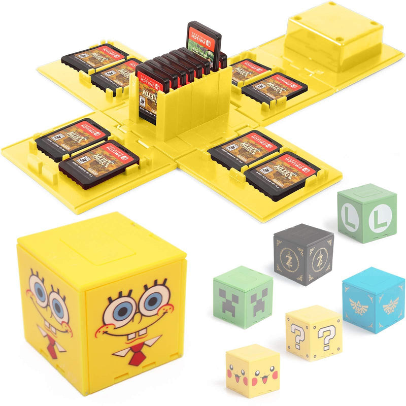 Games Storage Case for Nintendo Switch - Switch Game Card Holder Game Storage Cube Game Card Organizer for Nintendo Switch with 16 Game Card Slots Spongebob Yellow