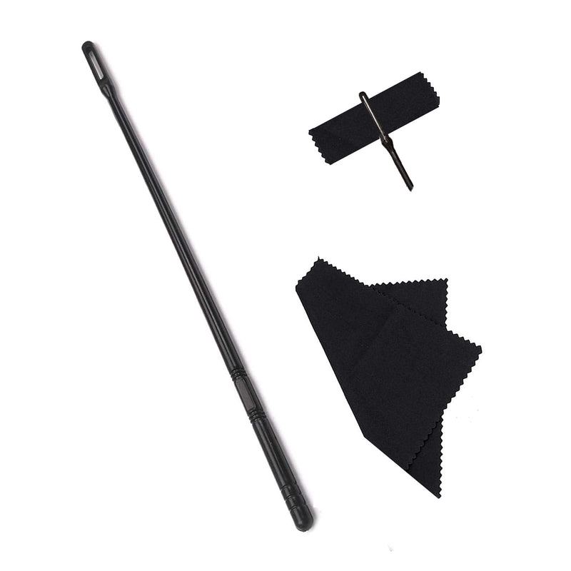 Flute Cleaning Rod with Cloth, Jaisie.W Flute Cleaning Kit with Cleaning Cloth, Flute Cleaner with Flute Polishing Cloth, Black