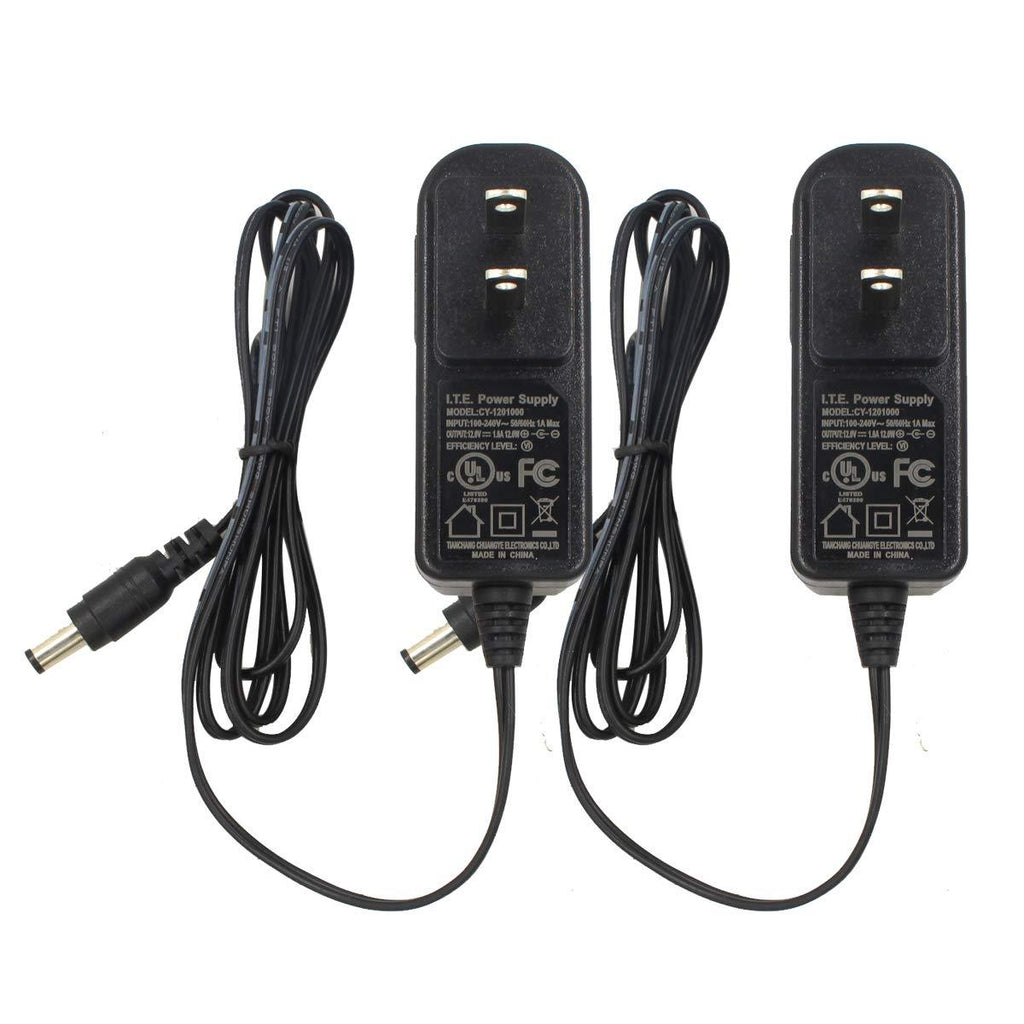 2-Pack AC to DC 12V 1A 12W Power Supply Adapter, Plug 5.5mm x 2.1mm for IP Camera IPC, UL Listed FCC