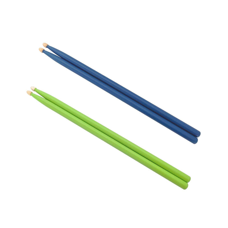 2 Pairs Drumsticks, 5A Wooden Drum Sticks for Kids and Adults,Musical Instrument Percussion Accessories (Green and Blue)
