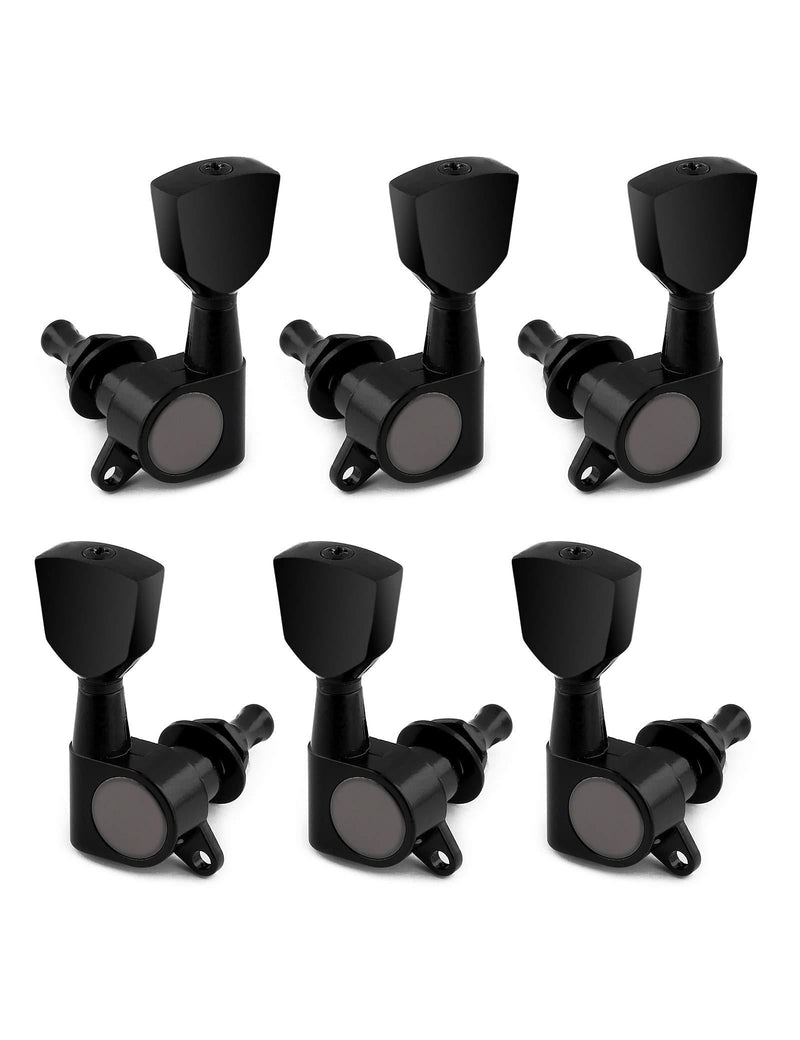 Holmer Sealed String Tuning Pegs Tuning Machines Grover Machine Heads Tuners Tuning Keys Vintage Keystone Style 3 Left 3 Right for Electric Guitar or Acoustic Guitar Black.