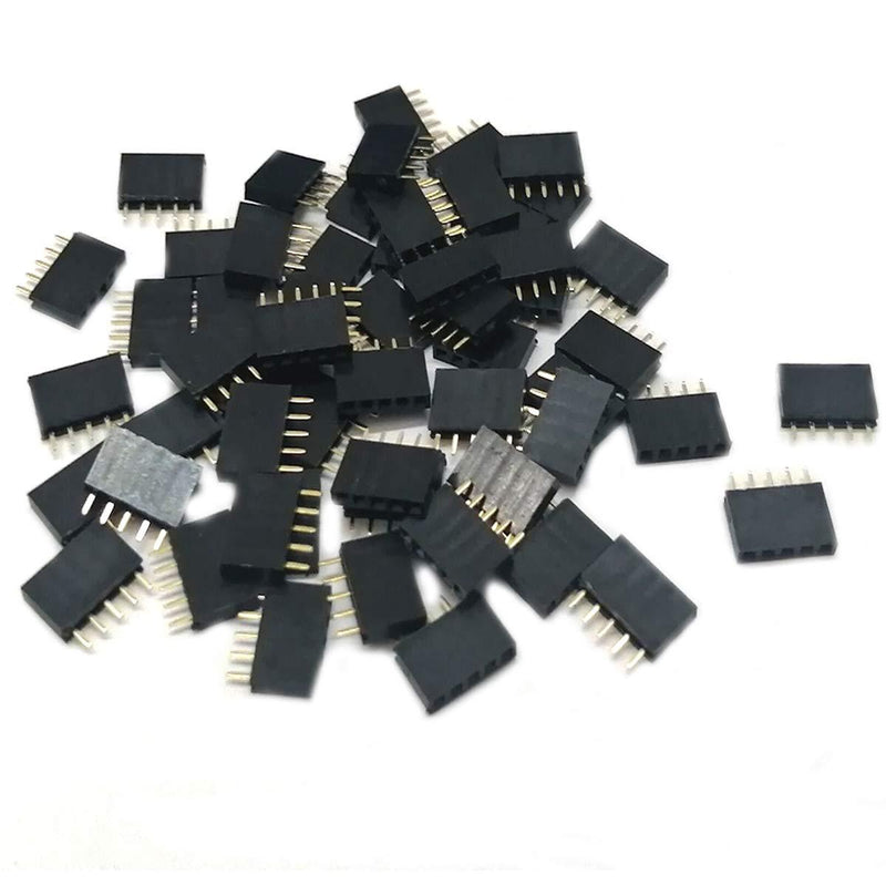 （Pack of 50） Female Pin Headers 2.54mm Pitch 1X 5Pins Single Row Female PCB Header Connector