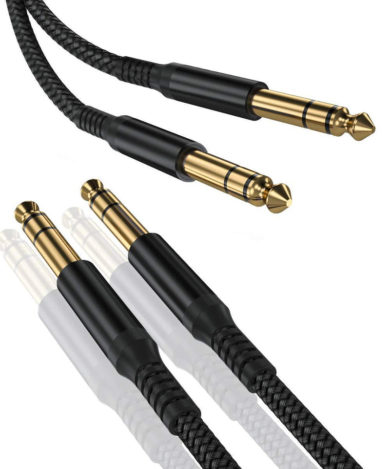 Elebase 1/4 Inch TRS Instrument Cable (10ft 2-Pack),Straight 6.35mm Male Jack Stereo Audio Interconnect Cord,6.35 Balanced Line Compatible for Electric Guitar,Bass,Keyboard,Mixer,Amplifier,Amp,Speaker 10 Feet Black