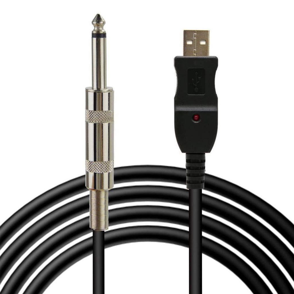 Hanovya USB Guitar Cable Guitar Cord USB Male to 6.35mm 1/4 Inch TS Mono Jack Connector Cord Compatible Windows and MacOS Guitar Base to PC USB Recording Connection Cable Adapter