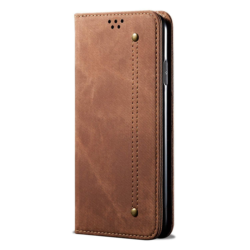 FQIAO US Concise Flip Phone Case Designed for iPhone 12 Pro MAX Brown Phone case with Card Holder 6.7 inch for Men Women