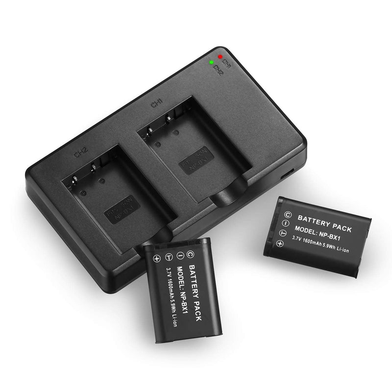 Powerextra NP-BX1 Replacement Battery 2-Pack Battery and Dual USB Charger Kit for Sony ZV-1, Cyber-Shot DSC-RX100, DSC-RX100 II, DSC-RX100M II, DSC-RX100 III, DSC-RX100 IV, DSC-RX100 V/ VII