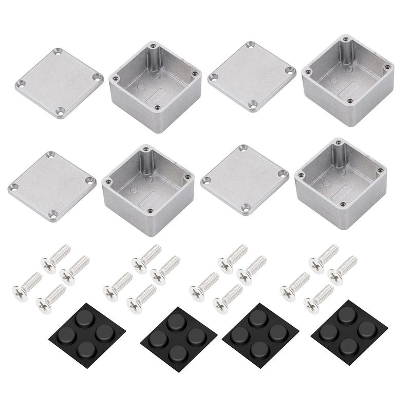 [AUSTRALIA] - DaierTek 4pcs 1590LB Guitar Effect Pedal Enclosure Diecast Metal Aluminum Stomp Box 1.99" X 1.99" X 1.22" Inches 50.5mm X 50.5mm X 31mm Housing Size with Rubber Feet 