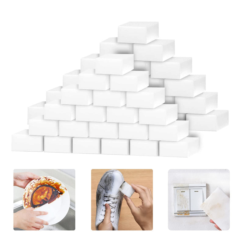 100 Pack Magic Sponges Eraser for Cleaning, Premium Reusable Melamine Sponge Scrubber Foam Cleaning Pads for Kitchen Dishes, Bathtub, Baseboard, Shoes Cleaner, Durable & Not Easily Rip 100pack