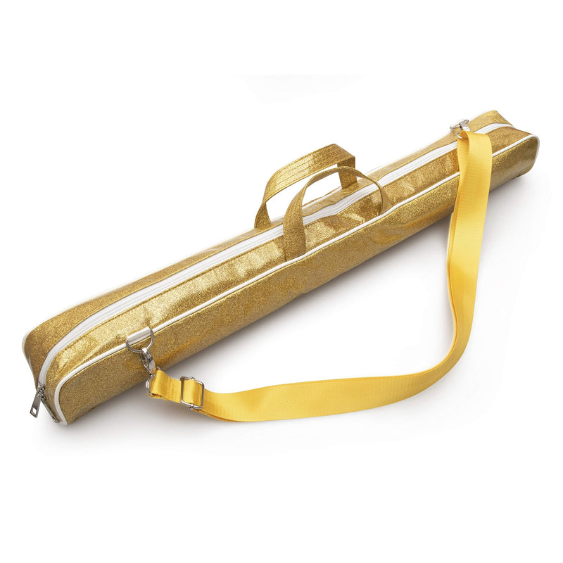 Magerdy Fields Twirling Baton and Marching Band Bag Case - Includes Shoulder Strap - 30 Inch Sparkle Case - Gold