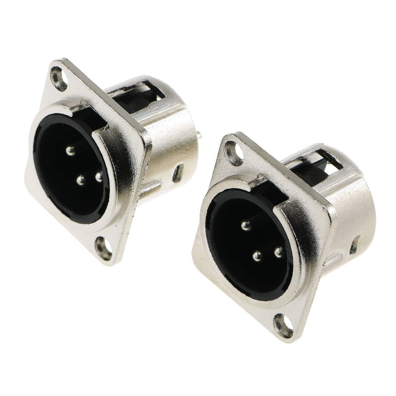 E-outstanding XLR 3-Pin Male Jack 2PCS 3 Pin Metal Panel Mount Chassis Microphone Male Socket Audio Speaker D Connector Adapter