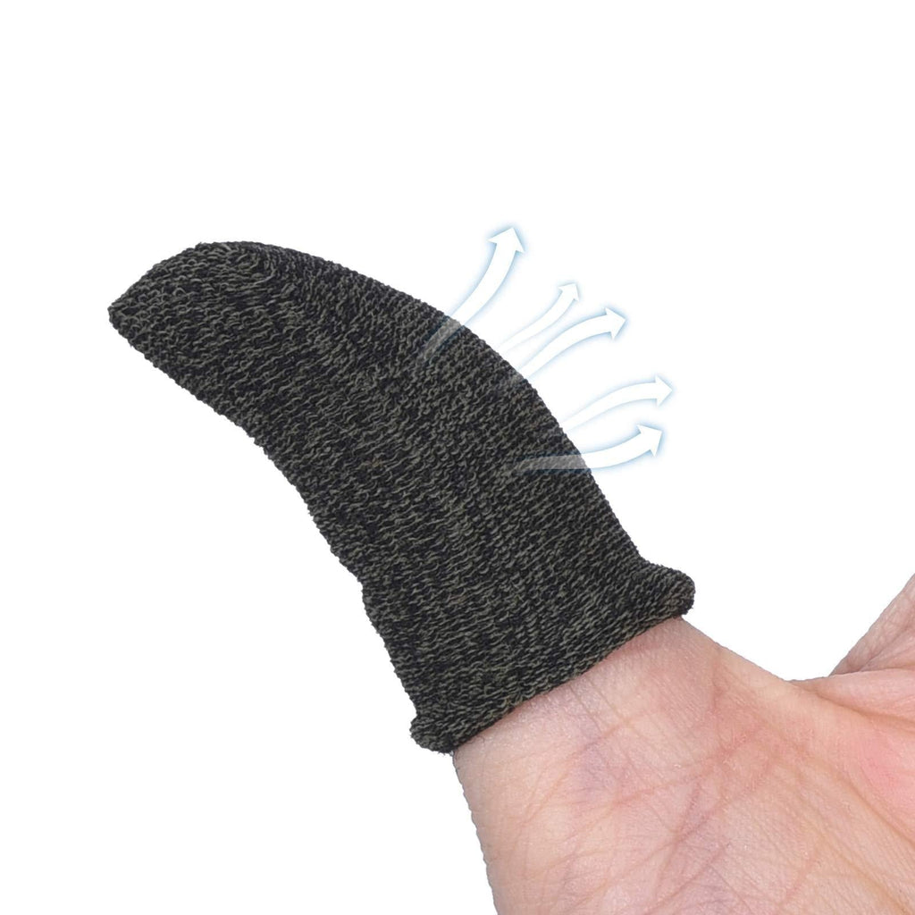 Gaming Finger Sleeve, 10 Pieces Pack Touchscreen Anti-Sweat Breathable Seamless Silver Fiber Finger Thumb tip Covers for Mobile Phone Game, Sensitive Shoot aim Gaming Finger Socks Full Black