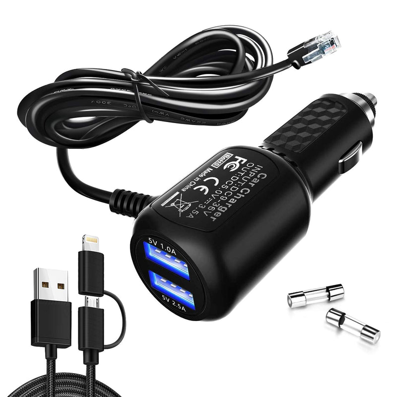 Radar Detector Power Cord,for Uniden Escort Valentine Beltronics Passport Cobra etc Radar Detector,with Dual USB Port Charger(6.5ft) (RJ11) RJ11