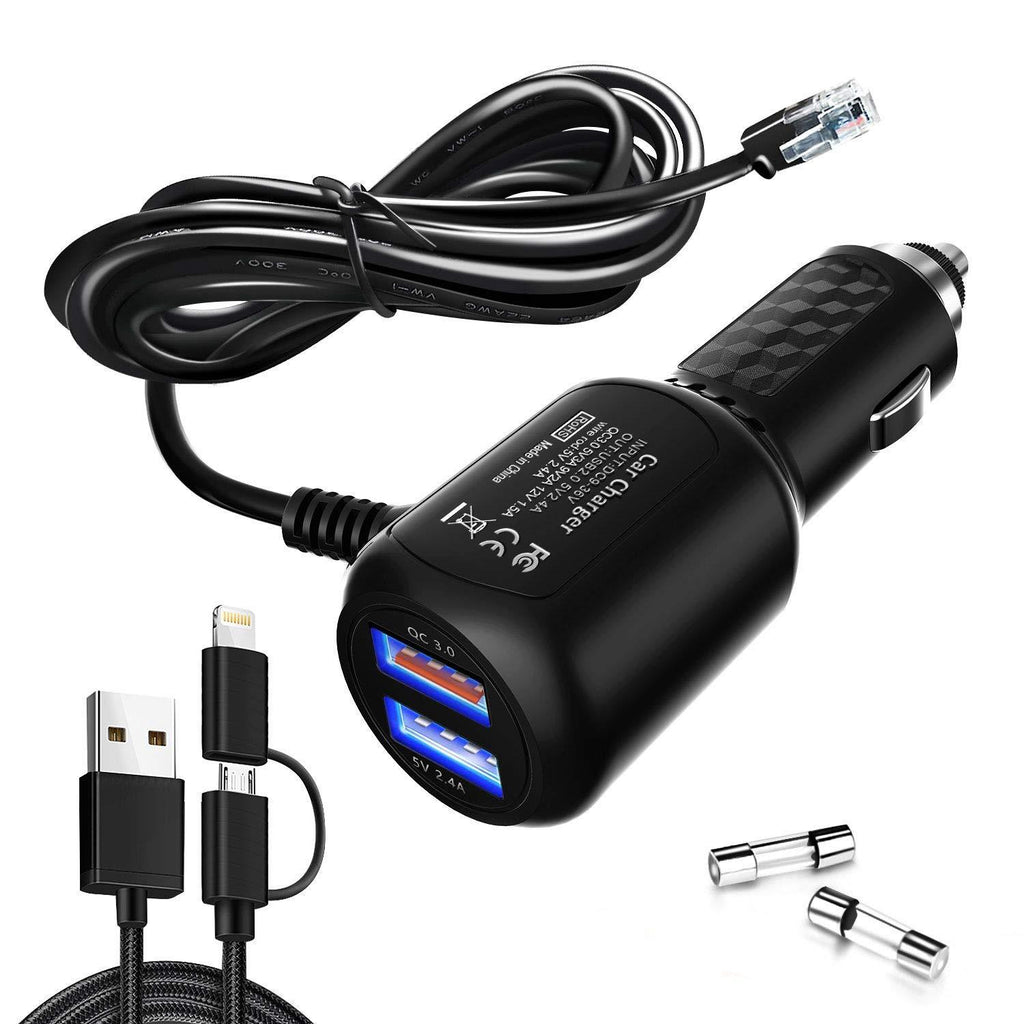 Radar Detector Power Cord,for Uniden Escort Valentine Beltronics Passport Cobra etc Radar Detector,with Dual USB QC3.0 Quick Charger(6.5ft) (RJ11QC3.0) RJ11QC3.0