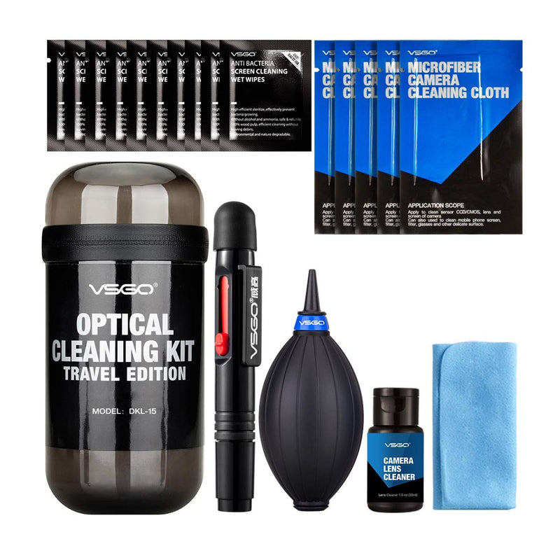 VSGO DKL-15D Professional Cleaning Kit for DSLR Cameras and Sensitive Electronics Bundle with 0.5oz VSGO Photo Lens and LCD Cleaner 3 Color for Option(Black, Blue, Red) (Black) Grey