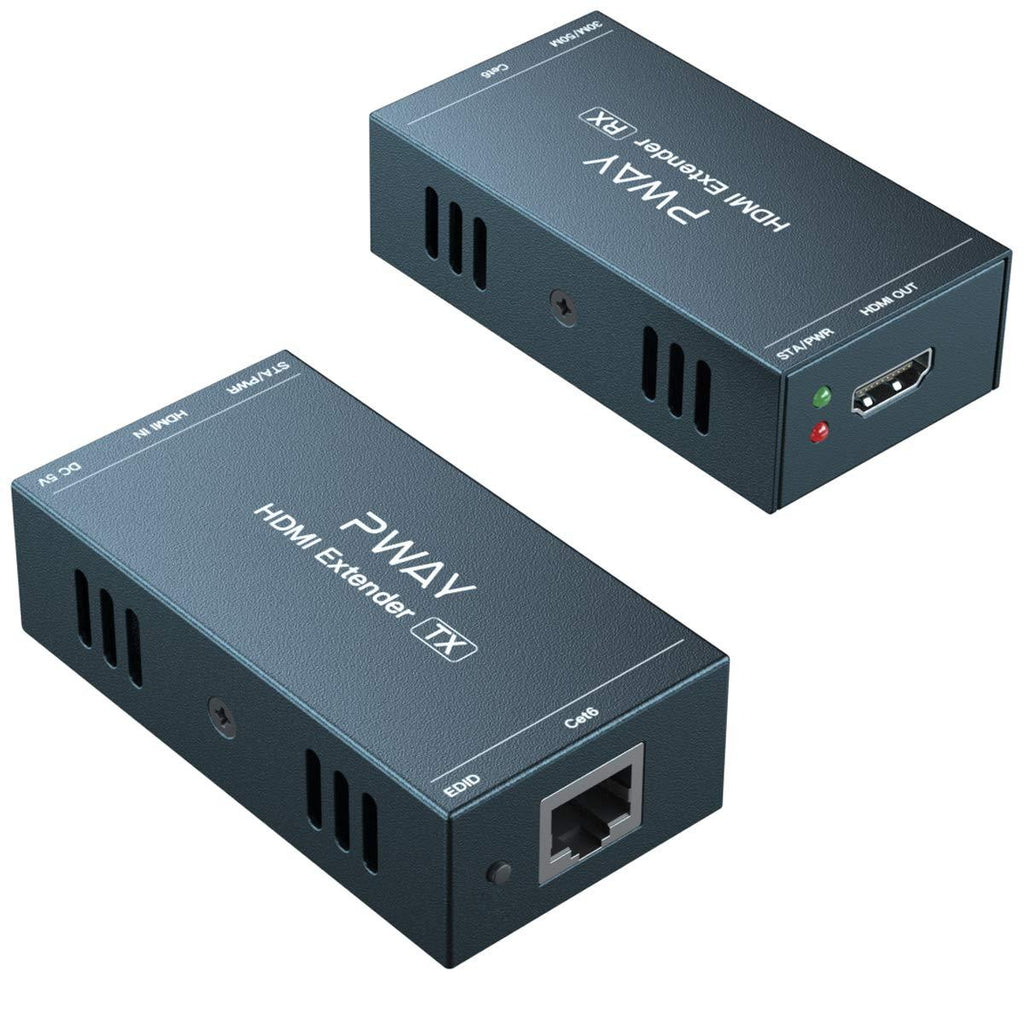 HDMI Extender 165ft Over Single Cat5e/6, Extend 1080P@60Hz Video, Transmit Audio Video Synchronously, Support 3D, POC, EDID