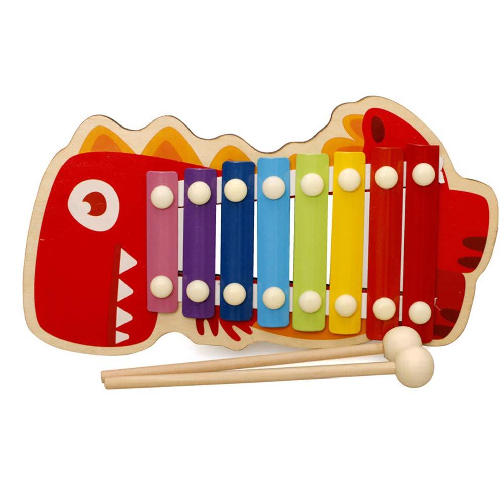 Xylophone Alimtee 1-3 Years Old Professional Classic Wooden Baby Xylophone with Child Safe Mallets Percussion Early Educational Musical Toy Gift for Kids (Dinosaur) (Style B) Style B