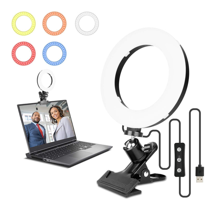 Emart Mini 6.3 inch LED Webcam Ring Light with Clamp for Desk, Laptop, Computer, 11 Brightness/5 Color Filters Dimmable Lighting for Selfie, Video Conferencing, Live Streaming, Photo Shooting, YouTube