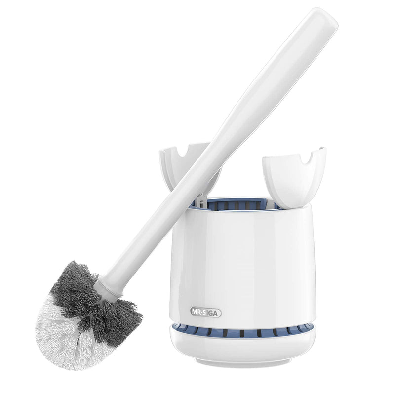 [AUSTRALIA] - MR.SIGA Toilet Bowl Brush and Holder, Premium Quality, with Solid Handle and Durable Bristles for Bathroom Cleaning, White, 1 Pack 