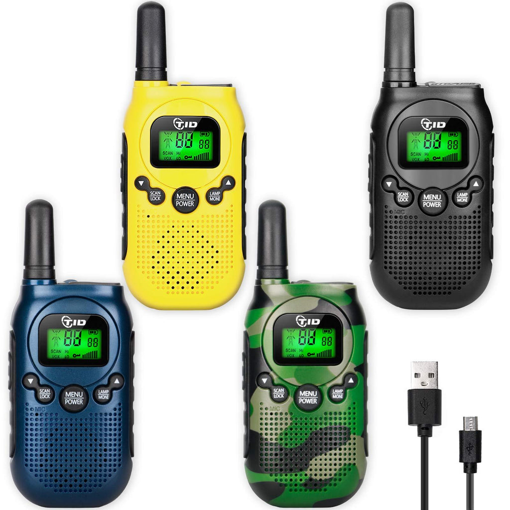 TIDRADIO M3 FRS License Free Walkie Talkies for Adults Long Range Rechargeable, Micro-USB Charging,VOX Scan, LED Lamplight 4 Pack