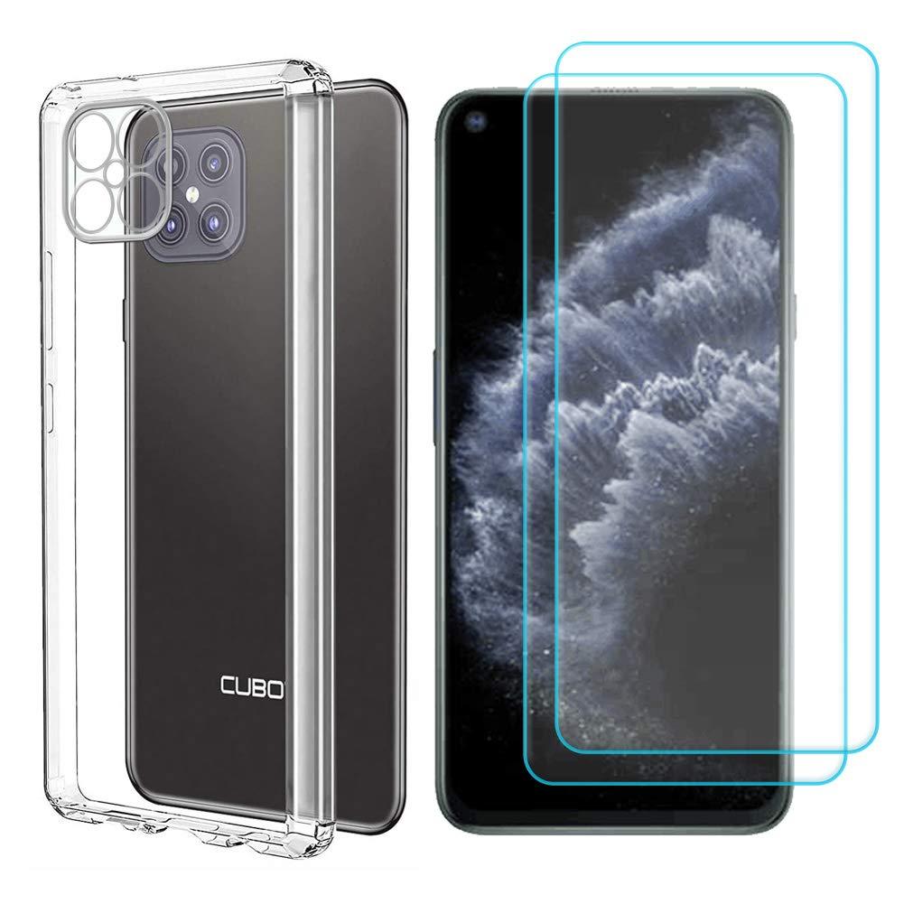 Ytaland for Cubot C30 Case,with 2 x Tempered Glass Screen Protector. (3 in 1) Crystal Clear Soft Silicone Shockproof TPU Transparent Bumper Protective Phone Case Cover