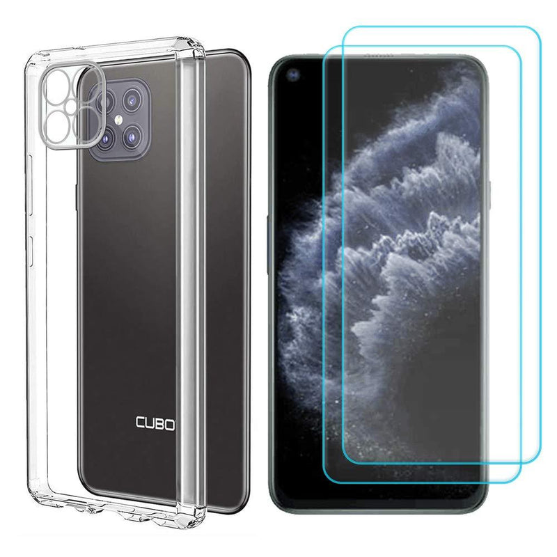 Ytaland for Cubot C30 Case,with 2 x Tempered Glass Screen Protector. (3 in 1) Crystal Clear Soft Silicone Shockproof TPU Transparent Bumper Protective Phone Case Cover