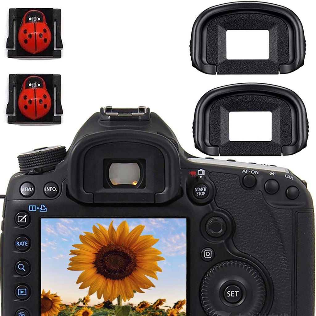 EG Eyecup(with 2 Ladybug Hot Shoe Cover) Viewfinder Eye Cup Compatible for Canon EOS 5D Mark IV/III 5DS R 5DS 7D 7D Mark II 1Dx Mark III 1Dx Mark II 1Ds Mark III 1D Mark IV 1D Mark III